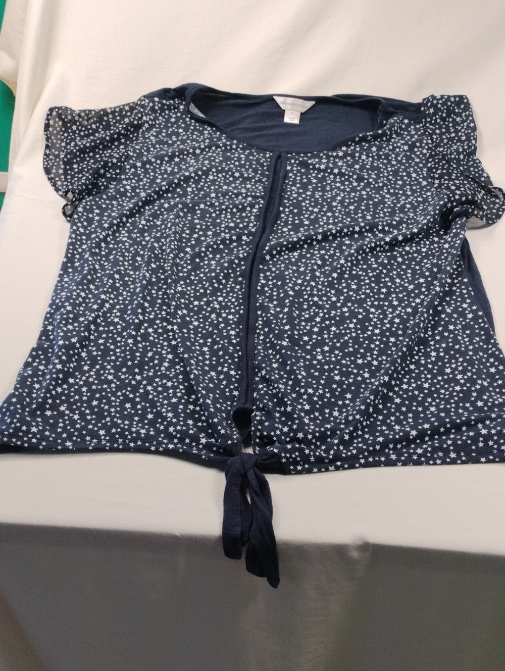 Christopher & banks Ladies' Star-Print Tie-Front Top - Navy Size XL
